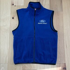 Ford Racing Women’s Y2K Blue Fleece Full Zip Up Cool Weather Vest Small